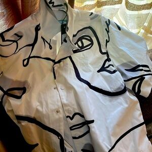 A white and black sweater for men